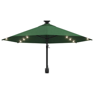 Ombrellone da Giardino a Parete con LED 300 cm Verde 312523