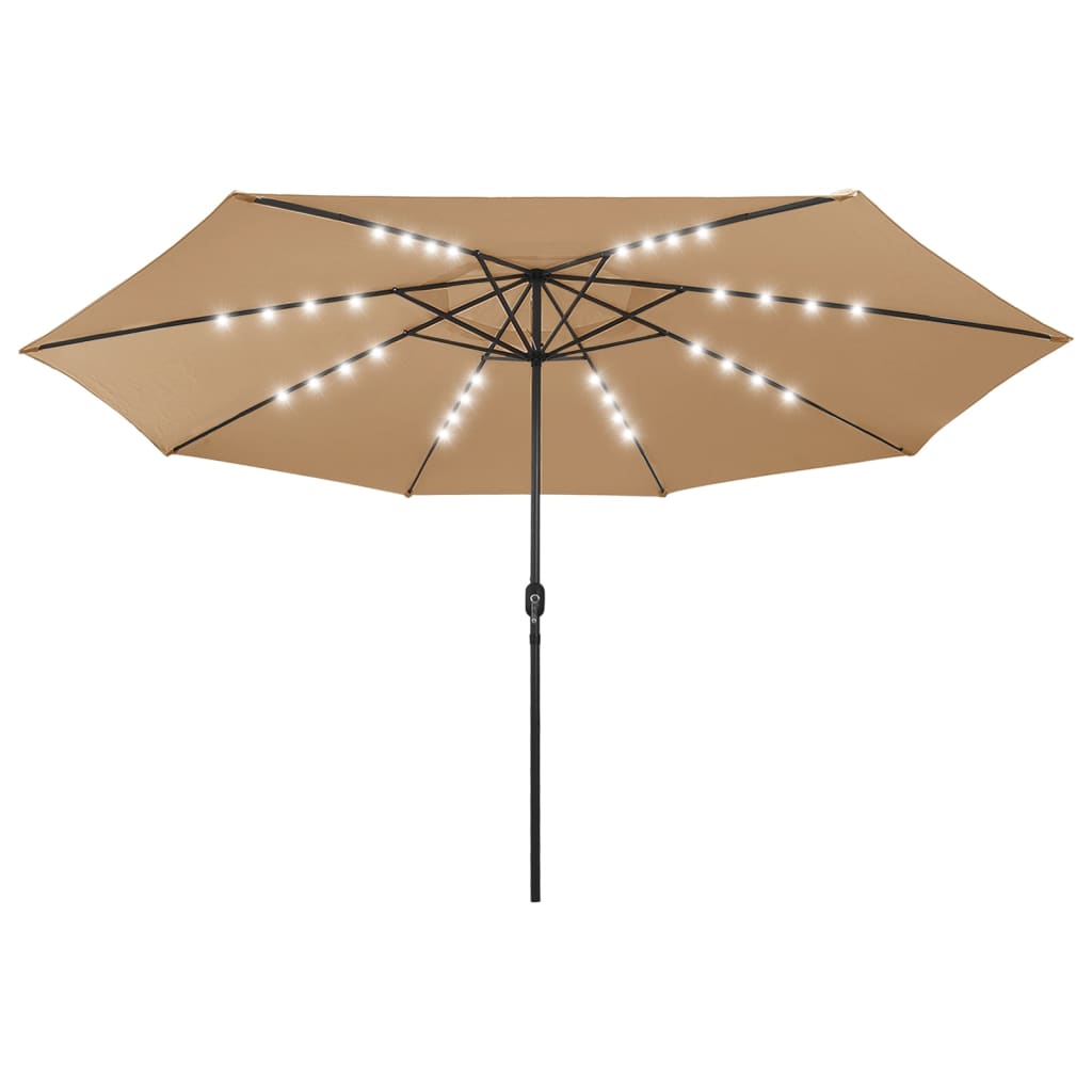 vidaXL Ombrellone da Giardino con Luci LED 400 cm Tortora