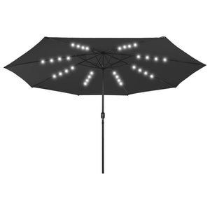 Ombrellone da Giardino con Luci LED 400 cm Nero 312536