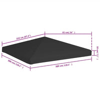 Copertura Superiore per Gazebo 270 g/m² 3x3 m Nera 312078