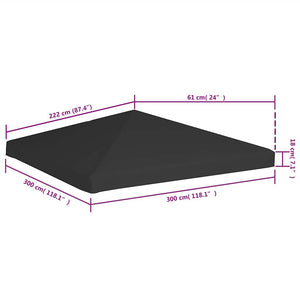 Copertura Superiore per Gazebo 270 g/m² 3x3 m Nera 312078