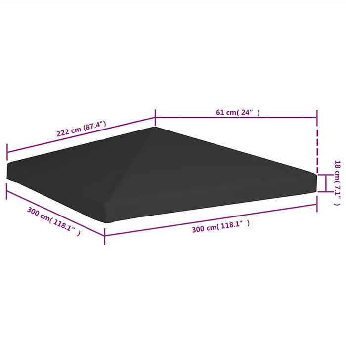 Copertura Superiore per Gazebo 270 g/m² 3x3 m Nera 312078