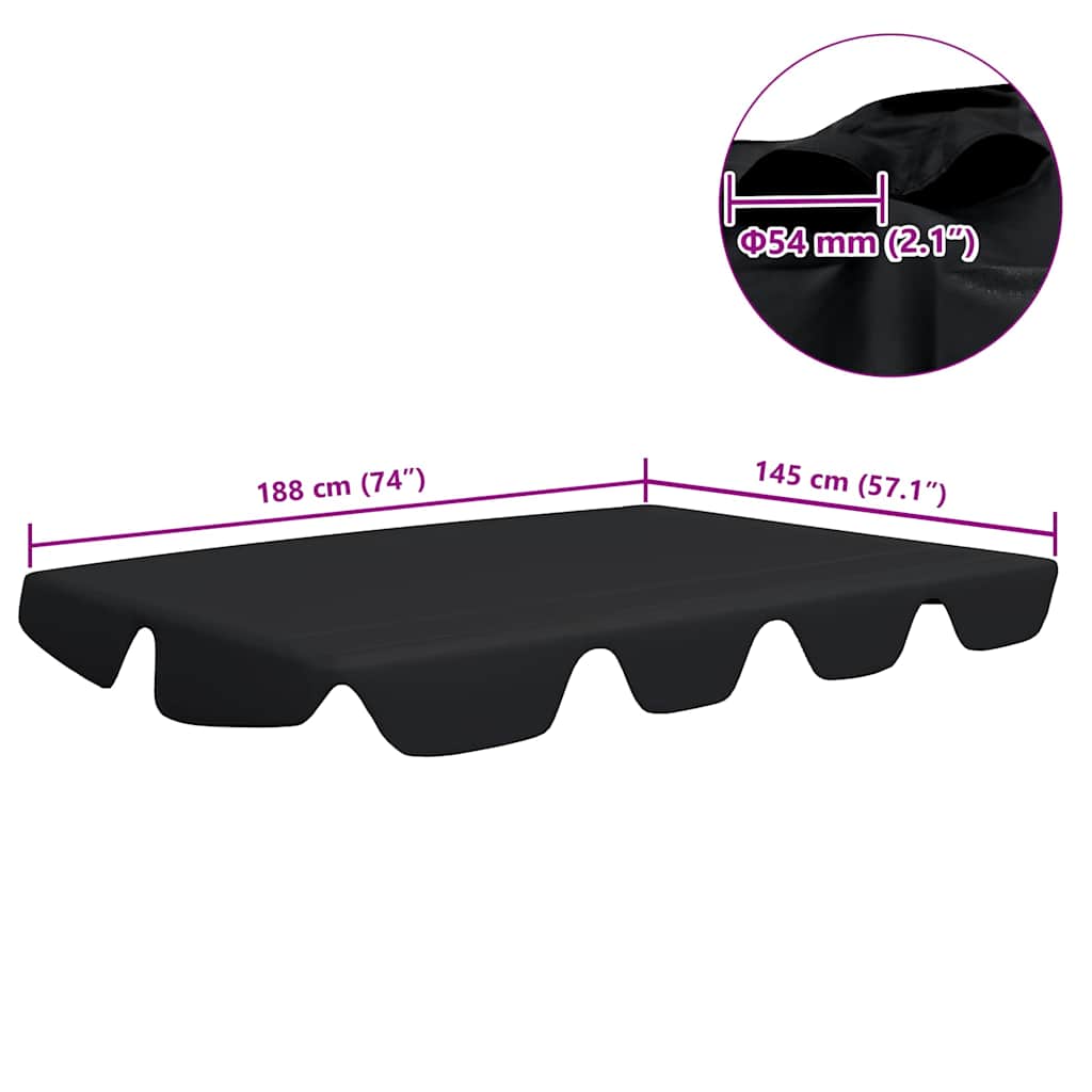 Baldacchino per Dondolo Giardino Nero 188/168x145/110 cm 312093