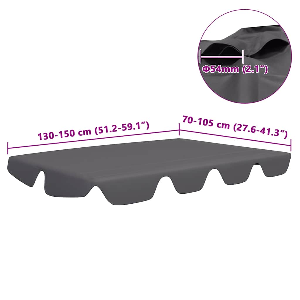 Baldacchino per Dondolo Giardino Antracite 150/130x105/70 cm 312099