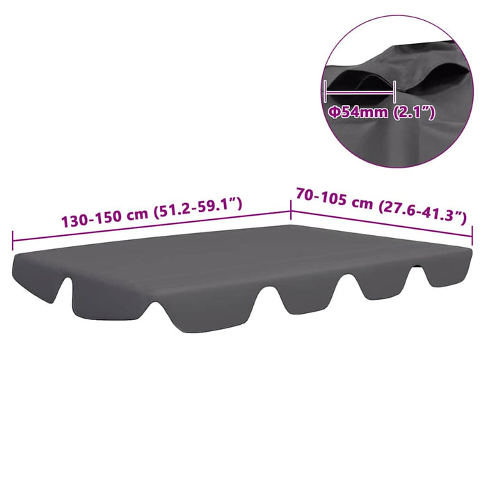 Baldacchino per Dondolo Giardino Antracite 150/130x105/70 cm 312099