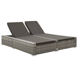 Lettino Prendisole Doppio in Polyrattan Grigio cod mxl 71214