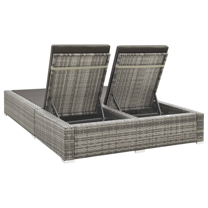 Lettino Prendisole Doppio in Polyrattan Grigio cod mxl 71214