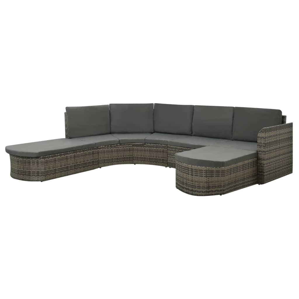 Set Divani da Giardino 4 pz con Cuscini in Polyrattan Grigio cod mxl 37770