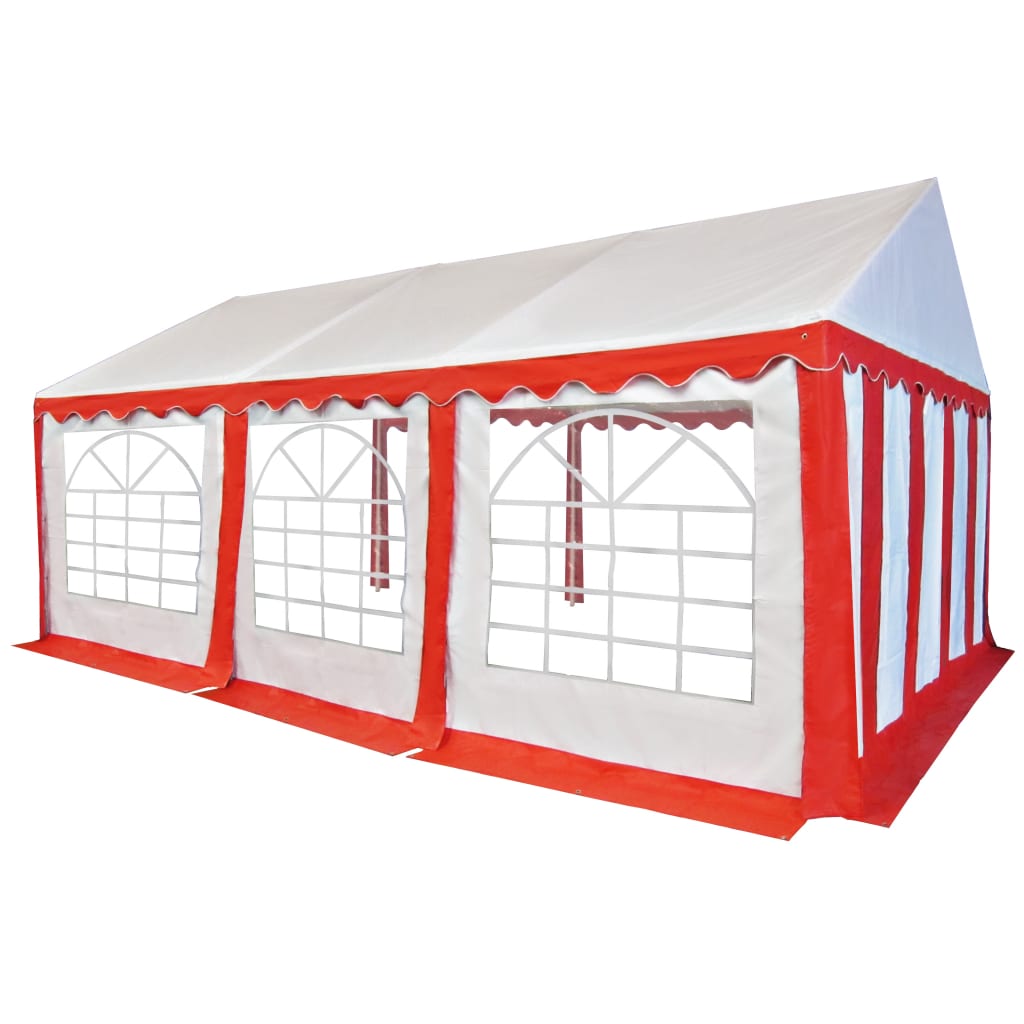 Gazebo da Giardino in PVC 4x6 m Rosso e Bianco 3056656