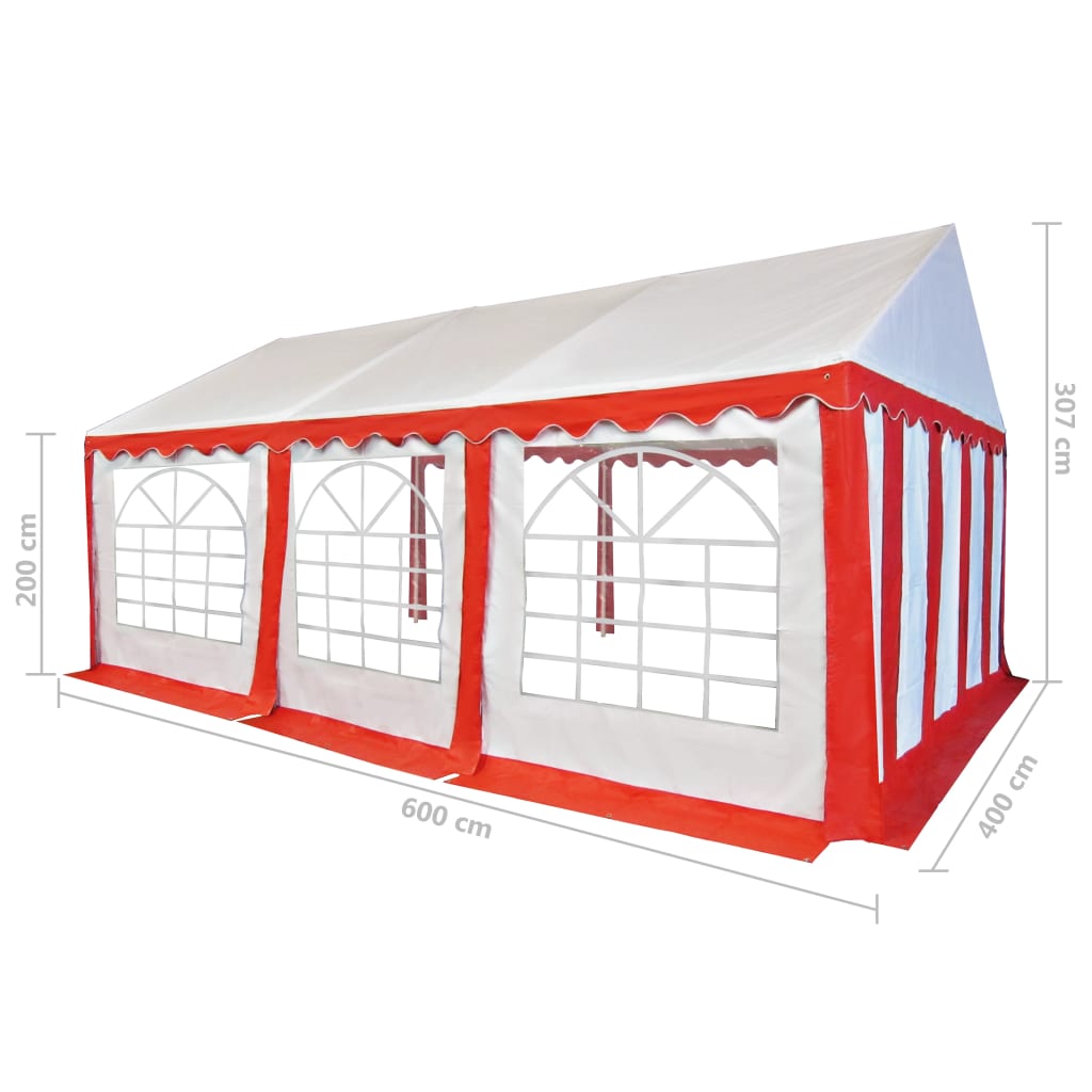 Gazebo da Giardino in PVC 4x6 m Rosso e Bianco 3056656