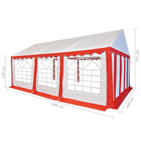Gazebo da Giardino in PVC 4x6 m Rosso e Bianco 3056656