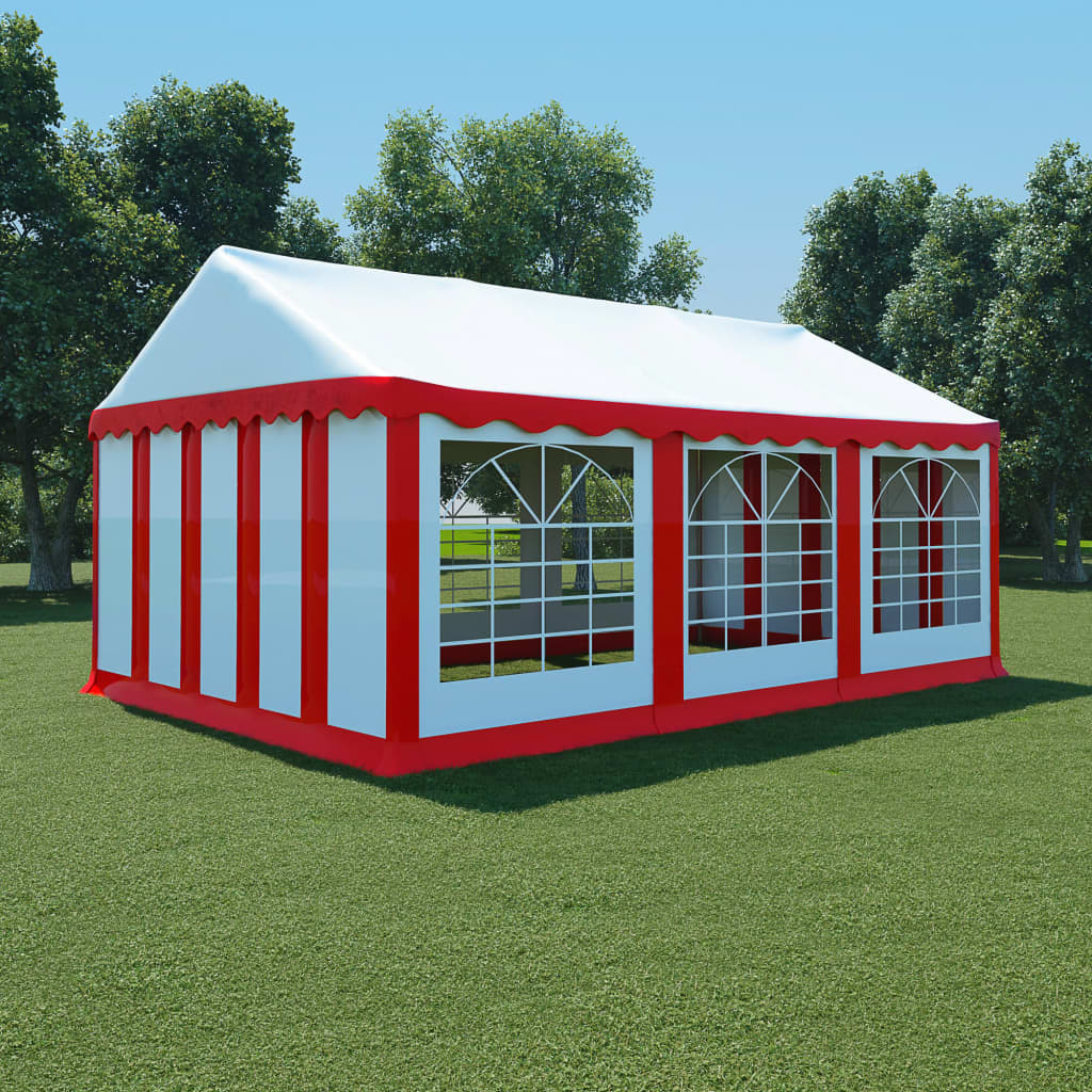 Gazebo da Giardino in PVC 4x6 m Rosso e Bianco 3056656