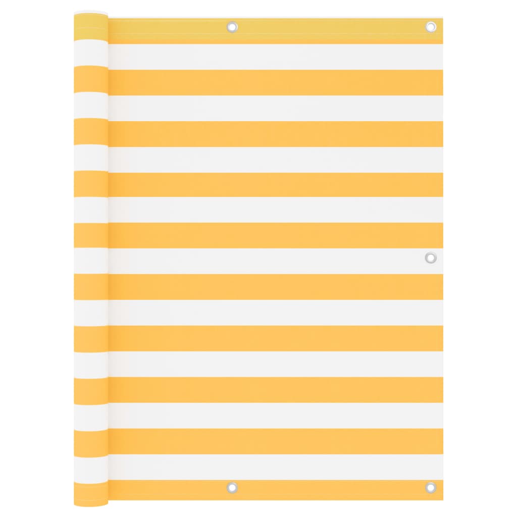 Paravento Balcone Bianco e Giallo 120x400 cm Tessuto Oxford