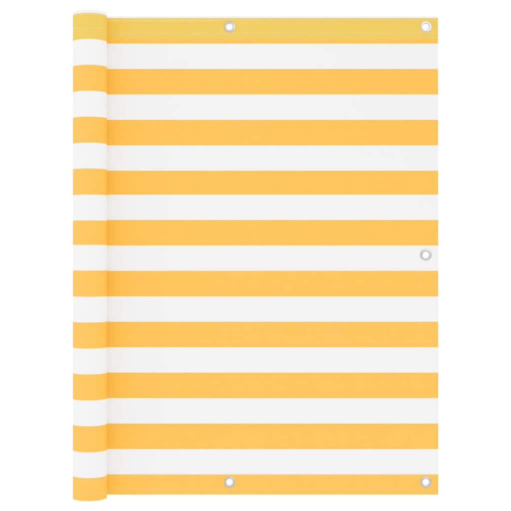 Paravento Balcone Bianco e Giallo 120x500 cm Tessuto Oxford