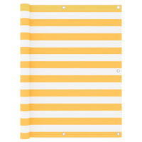 Paravento Balcone Bianco e Giallo 120x500 cm Tessuto Oxford