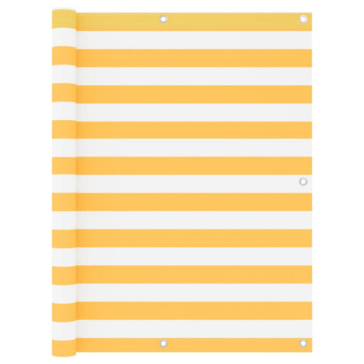 Paravento Balcone Bianco e Giallo 120x500 cm Tessuto Oxford