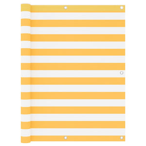 Paravento Balcone Bianco e Giallo 120x600 cm Tessuto Oxford