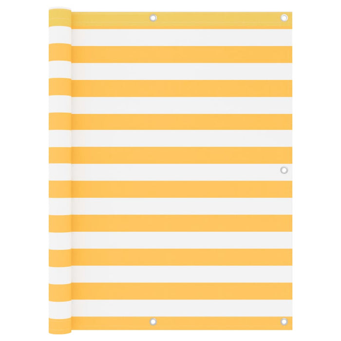 Paravento Balcone Bianco e Giallo 120x600 cm Tessuto Oxford