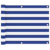 Paravento da Balcone Bianco e Blu 75x300 cm Tessuto Oxford cod mxl 18259