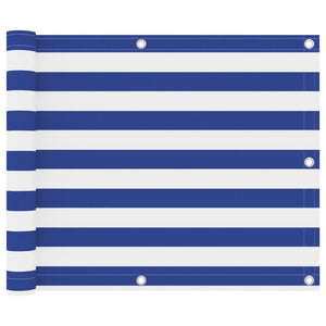 Paravento da Balcone Bianco e Blu 75x300 cm Tessuto Oxford cod mxl 18259