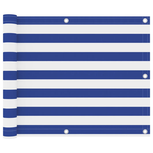 Paravento da Balcone Bianco e Blu 75x300 cm Tessuto Oxford cod mxl 18259