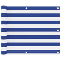 Paravento per balcone protezione privacy paravento 75 x 400 cm tessuto Oxford bianco e blu 02_0010067