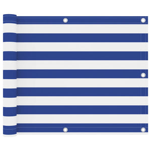 Paravento per balcone protezione privacy paravento 75 x 400 cm tessuto Oxford bianco e blu 02_0010067