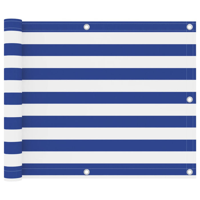 Paravento per balcone protezione privacy paravento 75 x 400 cm tessuto Oxford bianco e blu 02_0010067