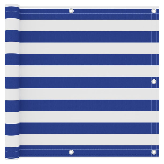 Paravento Balcone Bianco e Blu 90x400 cm in Tessuto Oxford