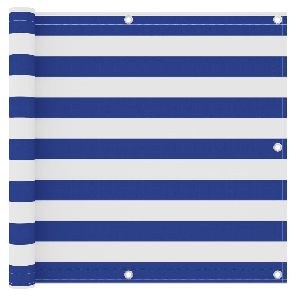 Paravento per balcone protezione privacy paravento 90 x 400 cm tessuto oxford bianco e blu 02_0010071