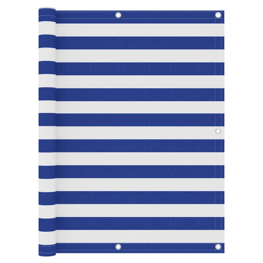 Paravento per balcone protezione privacy paravento 120 x 300 cm tessuto Oxford bianco e blu 02_0010062