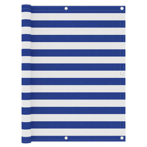 Paravento Balcone Bianco e Blu 120x400 cm Tessuto Oxford