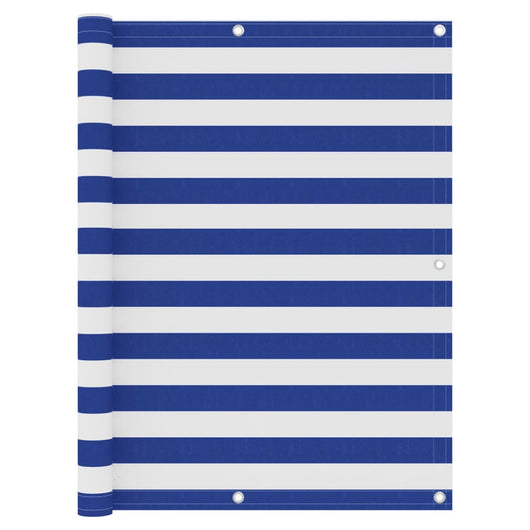 Paravento per balcone protezione privacy paravento 120 x 400 cm tessuto Oxford bianco e blu 02_0010063