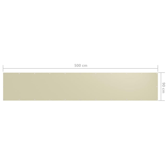 Paravento da Balcone Crema 90x500 cm Tessuto Oxford 134954