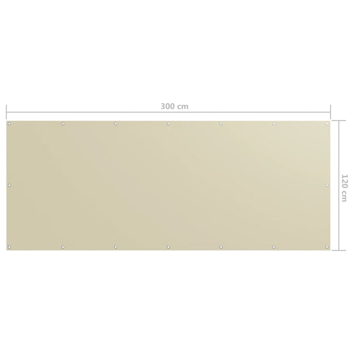 Paravento per balcone protezione privacy paravento 120 x 300 cm tessuto oxford crema 02_0010132