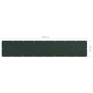 Paravento per balcone protezione privacy paravento 75 x 400 cm tessuto oxford verde scuro 02_0010440