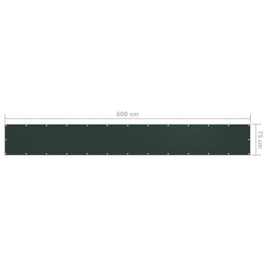 Paravento per balcone protezione privacy paravento 75 x 600 cm tessuto oxford verde scuro 02_0010444