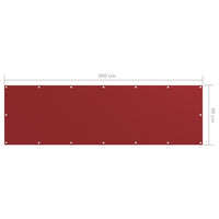Paravento da Balcone Rosso 90x300 cm in Tessuto Oxford 135036