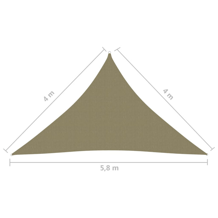 Vela parasole triangolare in tessuto oxford 4 x 4 x 5,8 m beige 02_0009874
