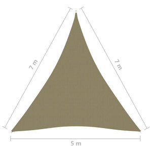 Vela parasole triangolare in tessuto Oxford 5 x 7 x 7 m beige 02_0009935