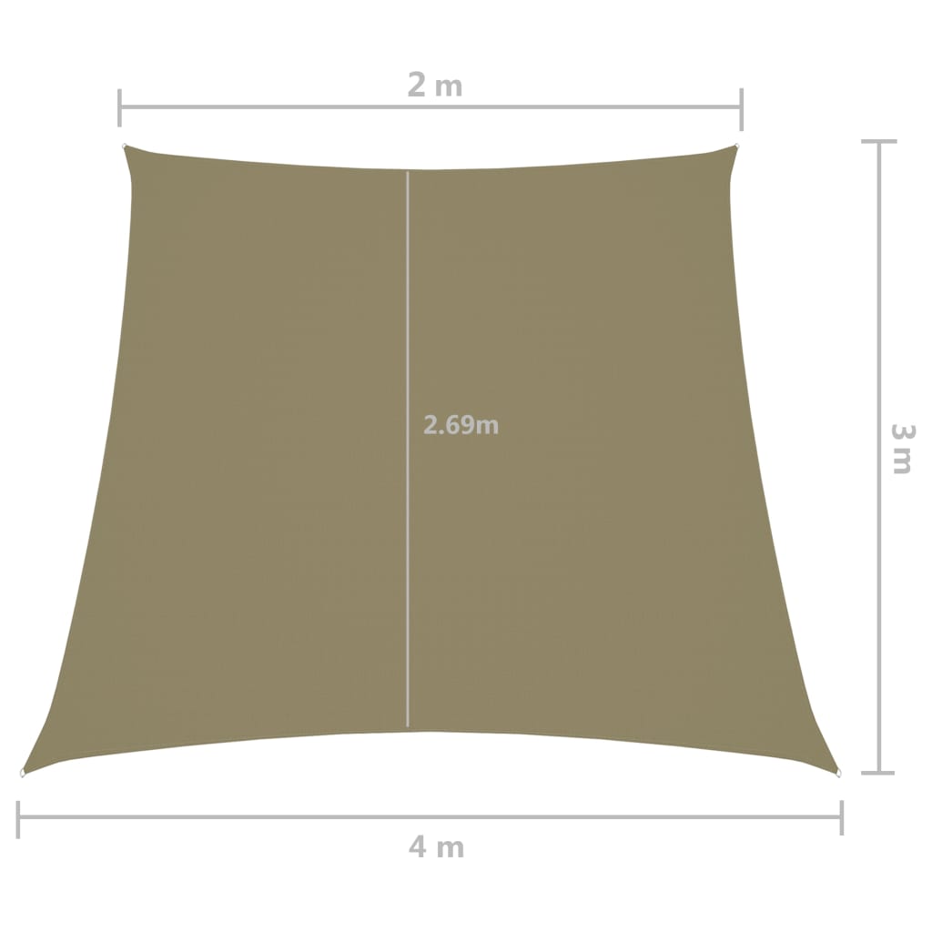 Telo parasole parasole vela trapezio tessuto Oxford 2/4 x 3 mt beige 02_0009747