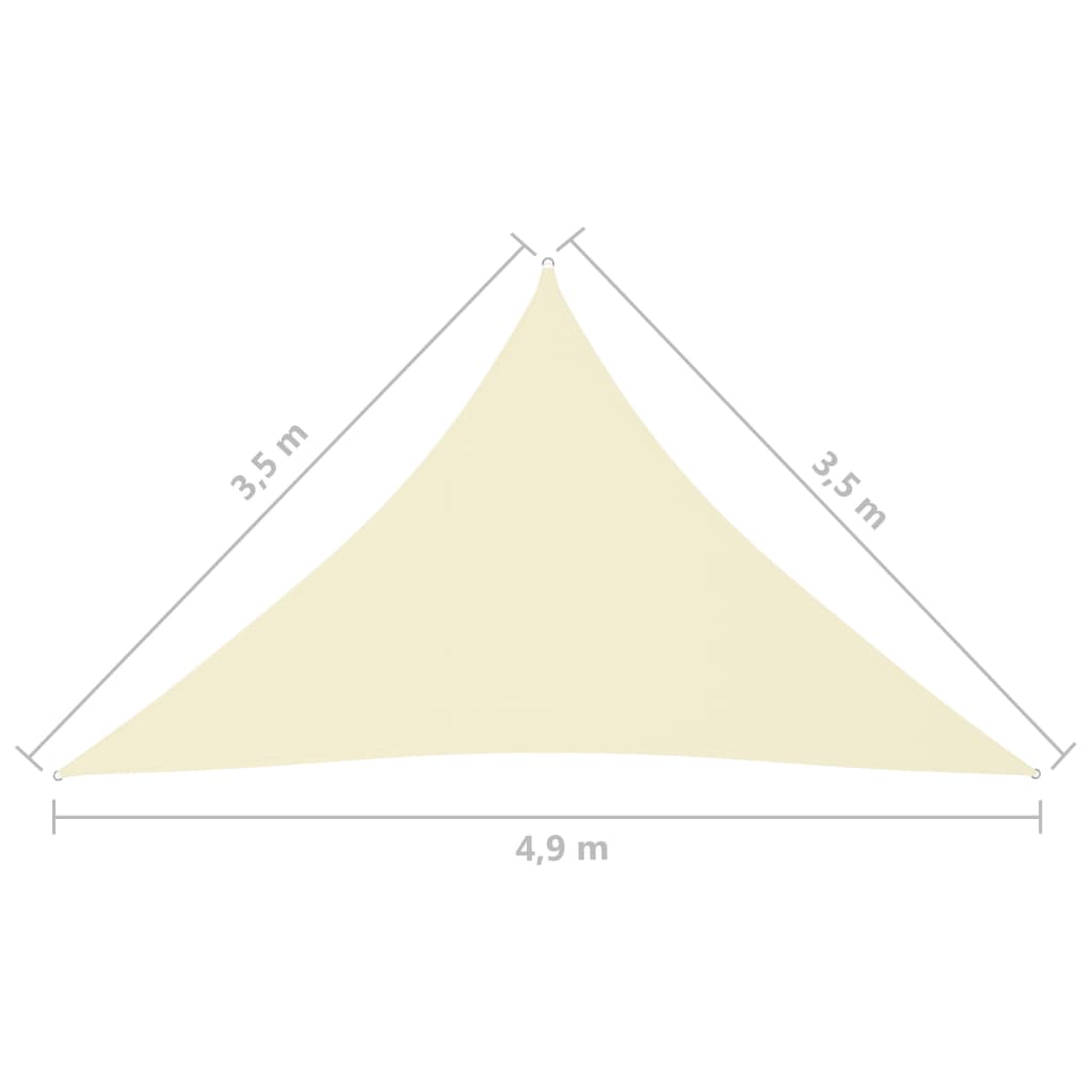 Vela parasole in tessuto oxford triangolare 3,5 x 3,5 x 4,9 mt crema 02_0009806