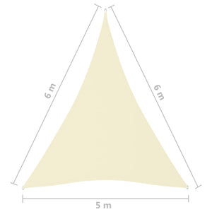Vela telo parasole parasole triangolare tessuto Oxford 5 x 6 x 6 mt crema 02_0009926