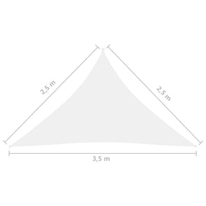 Vela parasole triangolare in tessuto Oxford 2,5 x 2,5 x 3,5 mt bianco 02_0009797