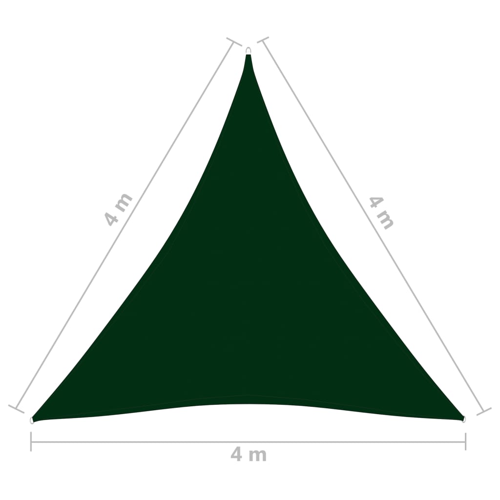 Vela ombreggiante triangolare in tessuto Oxford 4 x 4 x 4 m verde scuro 02_0009872