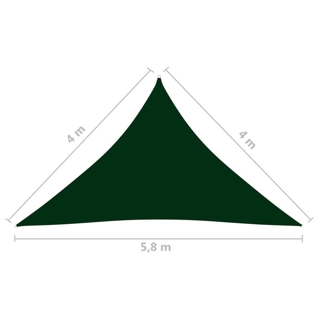 Vela parasole triangolare in tessuto Oxford 4 x 4 x 58 m verde scuro 02_0009884