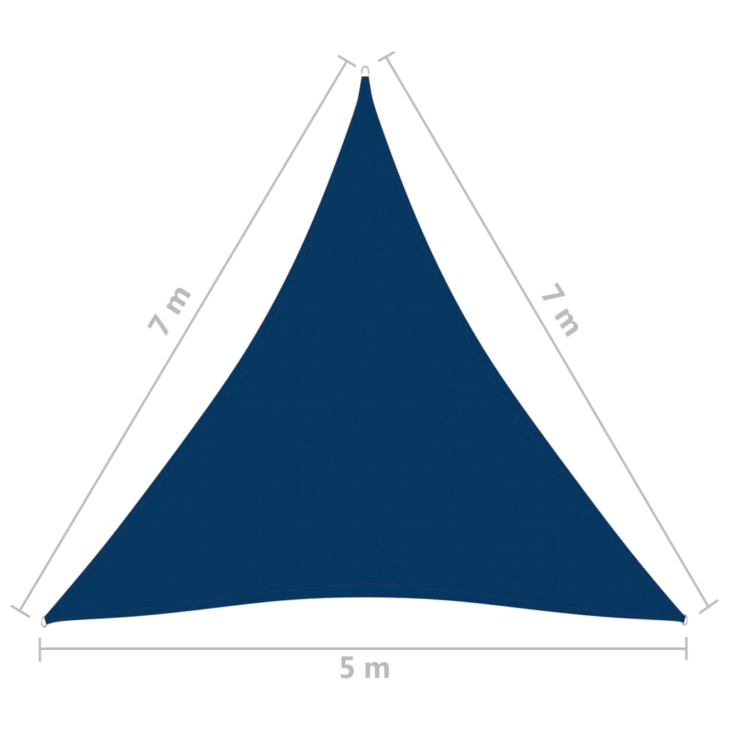 Vela ombreggiante triangolare in tessuto Oxford 5 x 7 x 7 m blu 02_0009937