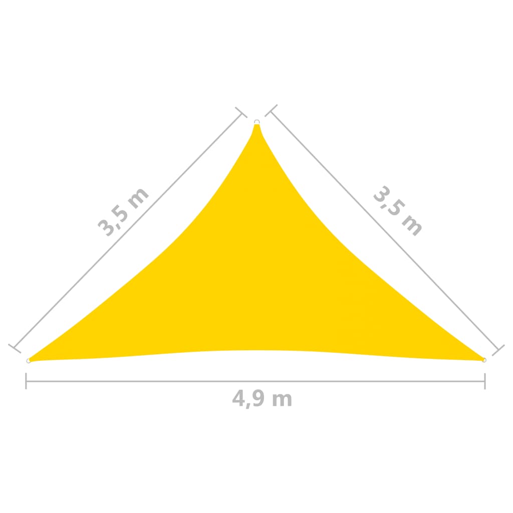 Vela parasole triangolare in tessuto Oxford 35 x 35 x 49 m gialla 02_0009807