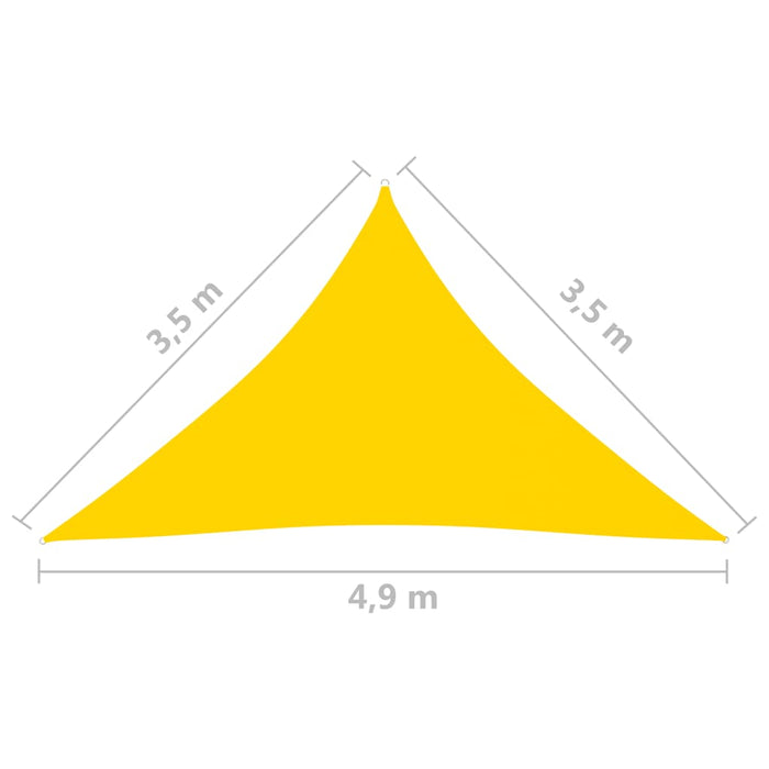 Vela parasole triangolare in tessuto Oxford 35 x 35 x 49 m gialla 02_0009807