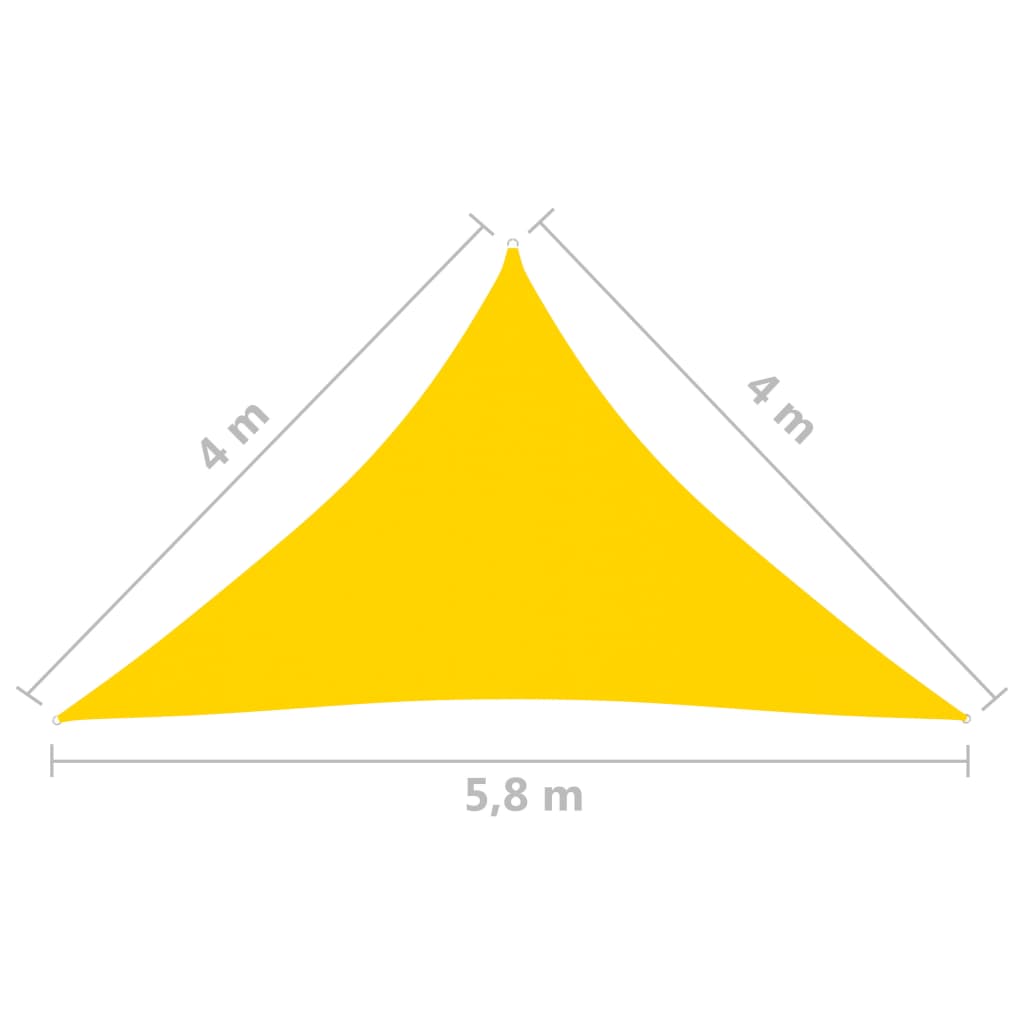 Vela parasole triangolare in tessuto Oxford 4 x 4 x 58 m gialla 02_0009878